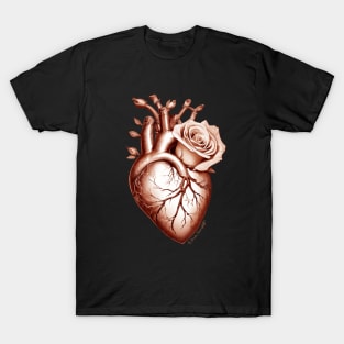 anatomic heart with rose sepia tone T-Shirt